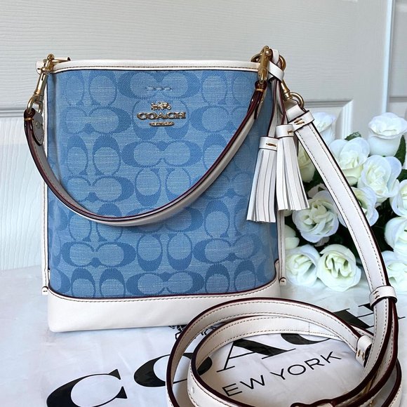 NWT Coach Mollie Bucket Bag 22 In Signature Chambray CA583 - Picture 2 of 12